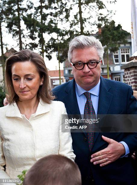 Prince Laurent and Princess Claire of Belgium attend the inauguration of the social-economic sales and meeting point 'Groenhof St-Joseph' of 'vzw De...