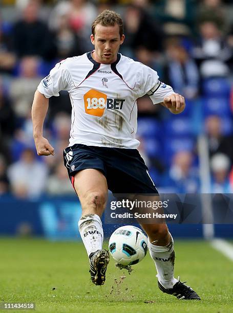 Kevin Davies of Bolton in action with Cameron Jerome of Birmingham during the Barclays Premier League match between Birmingham City and Bolton...