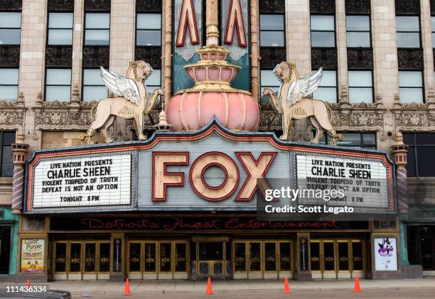 Exterior views of Charlie Sheen LIVE: My Violent Torpedo of Truth Defeat is Not an Option Opening Night at the Fox Theatre on April 2, 2011 in...