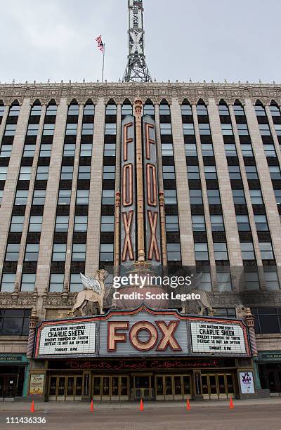 Exterior views of Charlie Sheen LIVE: My Violent Torpedo of Truth Defeat is Not an Option Opening Night at the Fox Theatre on April 2, 2011 in...