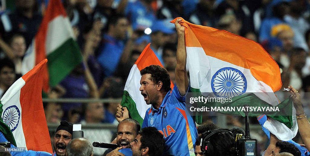 Indian cricketer Sachin Tendulkar is giv
