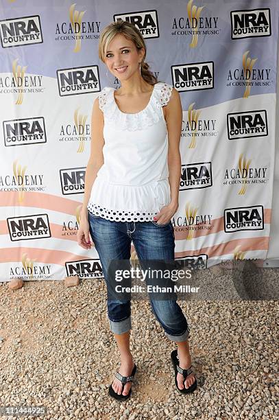 Musician Sarah Darling attends the NRA Country/ACM Celebrity Shoot Hosted By Blake Shelton at Nellis Air Force Base on April 2, 2011 in Las Vegas,...