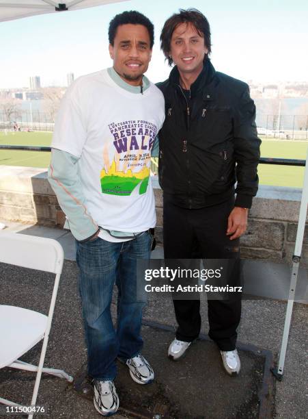 Michael Ealy and Jonathan Cheban lead the 2011 Lustgarten Foundation's NY Pancreatic Cancer Research Walk at Riverside Park on April 3, 2011 in New...