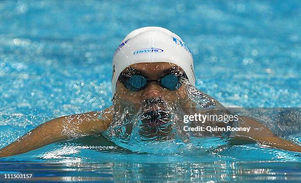 Kenneth To of Australia races in the Heats of the Men's 200 Metre Individual Medley during day four of the 2011 Australian Swimming Championships at...