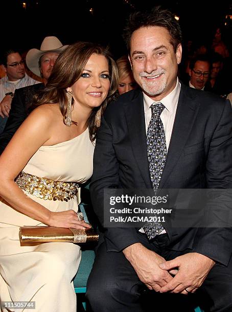 Singer Martina McBride and husband John McBride pose in the audience at the 46th Annual Academy Of Country Music Awards held at the MGM Grand Garden...