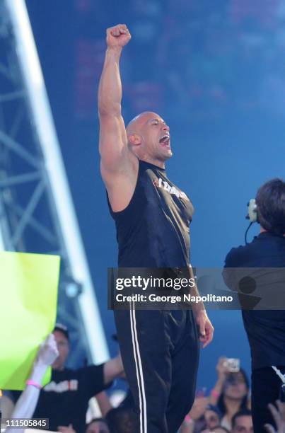 Actor/wrestler Dwayne "The Rock" Johnson attends the WWE 2011 Hall Of Fame Induction at Georgia Dome on April 3, 2011 in Atlanta, Georgia.