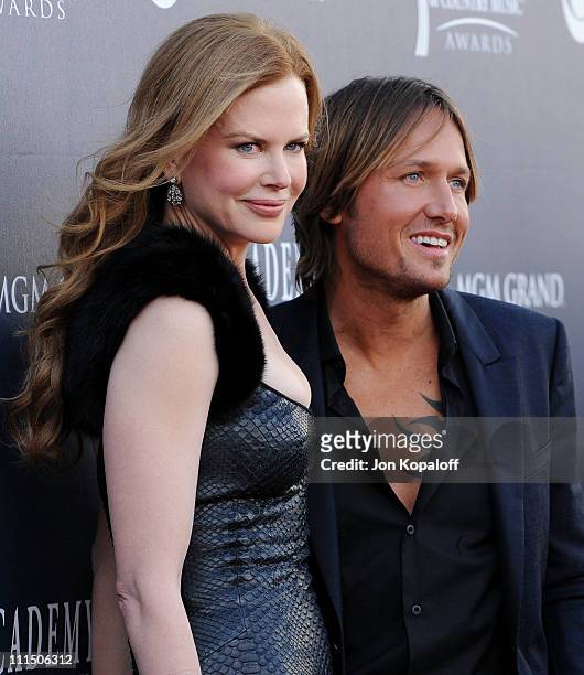 Actress Nicole Kidman and husband recording artist Keith Urban arrive at the 46th Annual Academy Of Country Music Awards at MGM Grand on April 3,...