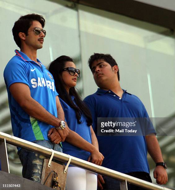 Actor Shahid Kapoor during the ICC Cricket World Cup final between India and Sri Lanka at Wankhede Stadium in Mumbai on April 2, 2011.