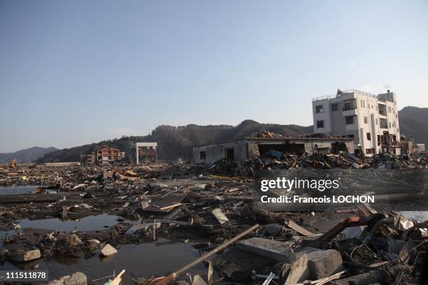 Debris lies on the ground April 3, 2011 in Otusuchi city, northern Japan.