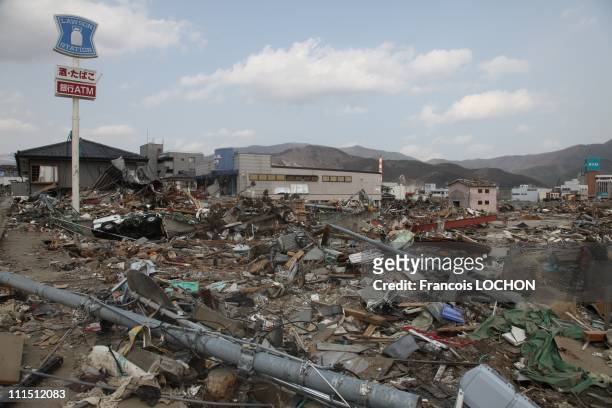 Debris lies on the ground April 3, 2011 in Ohfunato, Japan. The 9.0 magnitude strong earthquake struck offshore on March 11 at 2:46pm local time,...