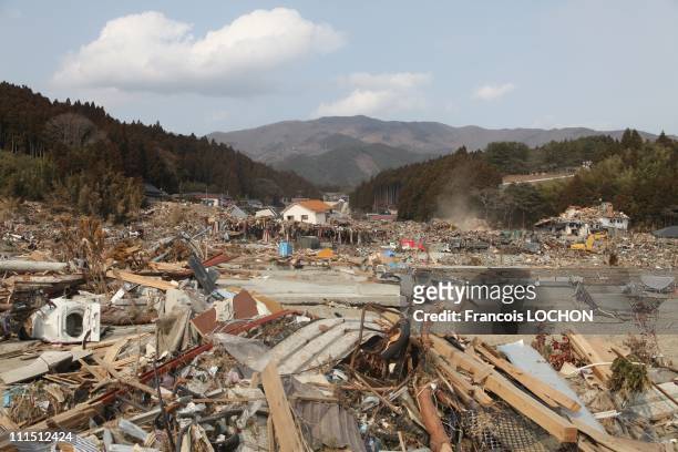 Debris lies on the ground April 2, 2011in Rikusen Takata City, Japan. The 9.0 magnitude strong earthquake struck offshore on March 11 at 2:46pm local...