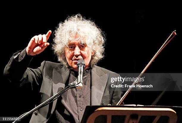 Singer Angelo Branduardi performs live during a concert at the Friedrichstadtpalast on April 4, 2011 in Berlin, Germany.