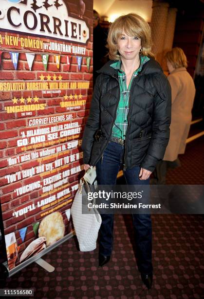 Coronation Street' actress Helen Worth attends the press night of 'Corrie! The Play' at Manchester Palace Theatre on April 4, 2011 in Manchester,...