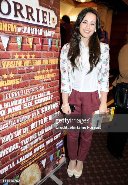 Coronation Street' actress Georgia May Foote attends the press night of 'Corrie! The Play' at Manchester Palace Theatre on April 4, 2011 in...