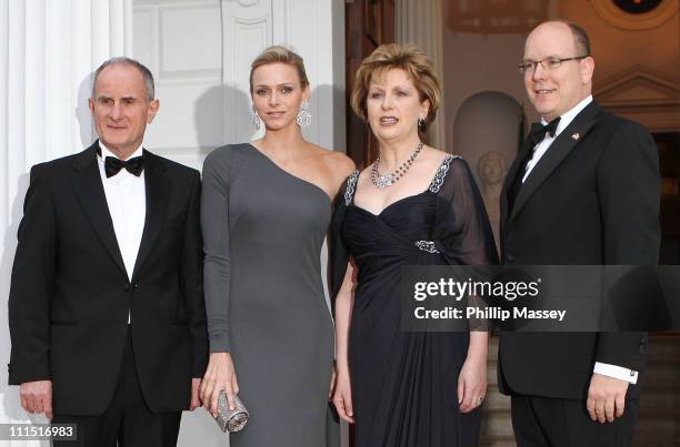 Martin McAleese, Charlene Wittstock, Irish President Mary McAleese and His Serene Highness, Prince Albert II Of Monaco attend a State Dinner at Aras...