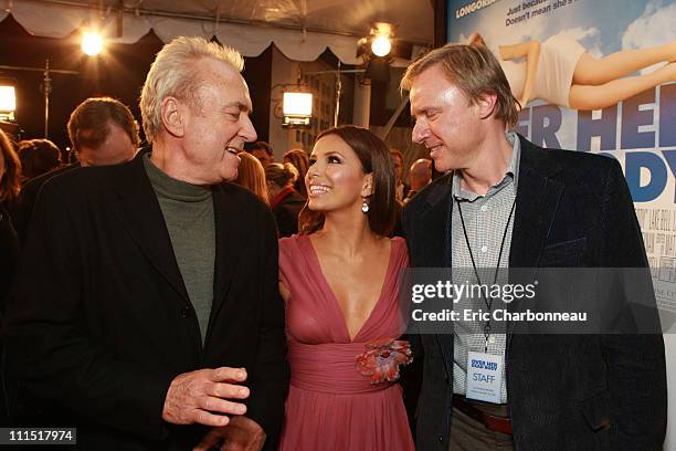 New Line's Rolf Mittweg, Eva Longoria Parker and New Line's Chris Carlisle at the World Premiere of New Line Cinema's 'Over Her Dead Body' on January...