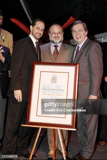 The Recording Academy's Neil Tesser, The Recording Academy's David Grossman and Consul General of Canada Alain Dudoit at a Celebration of Canadian...