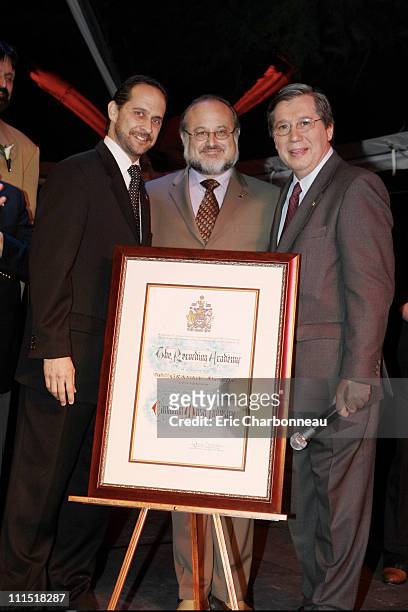 The Recording Academy's Neil Tesser, The Recording Academy's David Grossman and Consul General of Canada Alain Dudoit at a Celebration of Canadian...