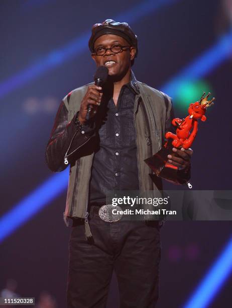 Host Samuel L. Jackson speaks during Spike TV's 2007 'Video Game Awards' at the Mandalay Bay Events Center on December 7, 2007 in Las Vegas, Nevada.
