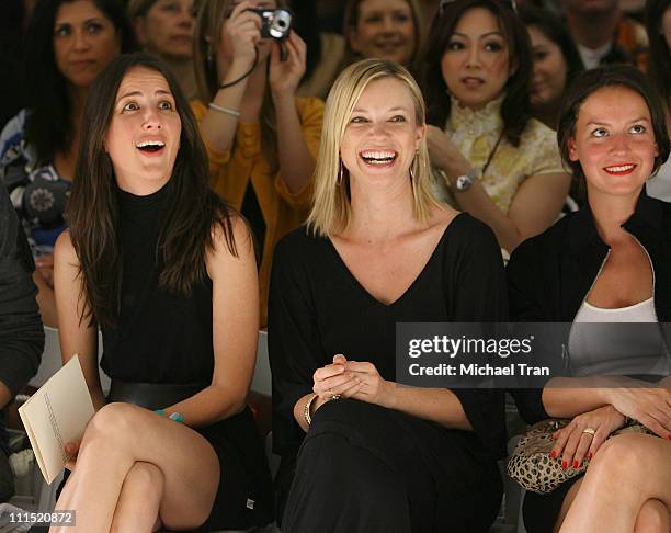 Actress Anna Getty and actress Amy Smart front row at The Green Initiative Humanitarian Fall 2008 collection during Mercedes Benz LA Fashion Week...