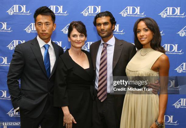 Actor James Kyson Lee, Actress Cristine Rose; Actor Sendhil Ramamurthy and Actress Dania Ramirez arrive at the Anti-Defamation League Entertainment...