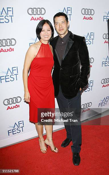 Julia Nickson-Soul and Russell Wong arrive to "A Tribute to Tilda Swinton" at the 2008 AFI Festival held at Arclight Cinemas on November 5, 2008 in...