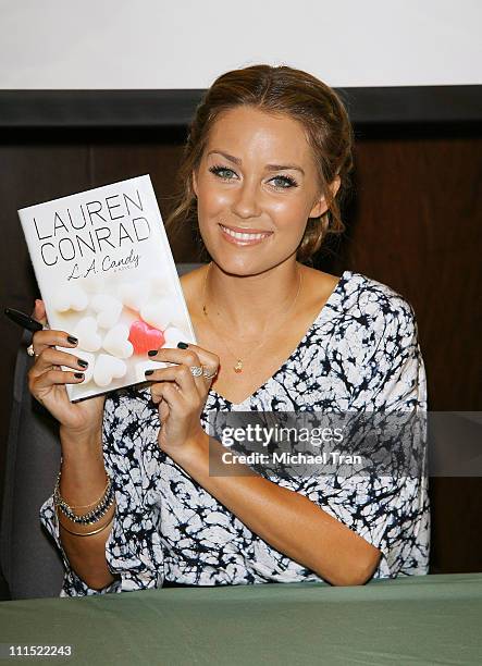 Lauren Conrad attends the book signing of her new book "L.A. Candy" held at the Barnes & Noble bookstore at The Grove on June 16, 2009 in Los...
