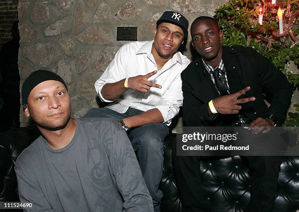 Kevin Todd, guest and Columbus Short attend Freedom United Launch Party hosted by Brittany Snow and Three 6 Mafia at Les Deux on September 27, 2007...