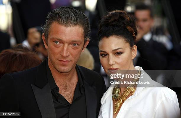 Vincent Cassel and Monica Bellucci during 2006 Cannes Film Festival - "Indigenes" Premiere at Palais des Festival in Cannes, France.