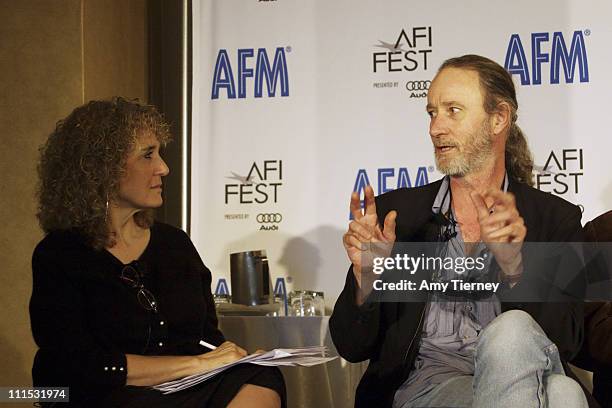 Moderator Jean Oppenheimer, American Cinematographer and KPCC's Film Week, and Rolf De Heer, Director of Australia's submission "Ten Canoes' for...