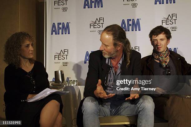 Moderator Jean Oppenheimer, American Cinematographer and KPCC's Film Week, and Rolf De Heer, Director of Australia's submission "Ten Canoes' for...