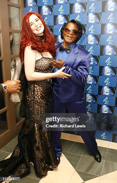 James Brown and wife Tomi Rae Hynie during UK Music Hall Of Fame 2006 - Press Room at Alexandra Palace in London, Great Britain.