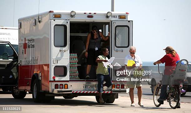 The American Red Cross is scene on Galveston Island September 30, 2008 providing services to residents in the aftermath of Hurricane Ike that...