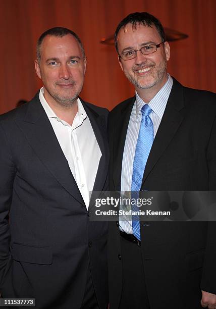 Vanity Fair publisher Edward Menicheschi and VP of Marketing BMW Jack Pitney attends the BMW Art Car U.S. Tour hosted by Vanity Fair held at LACMA on...