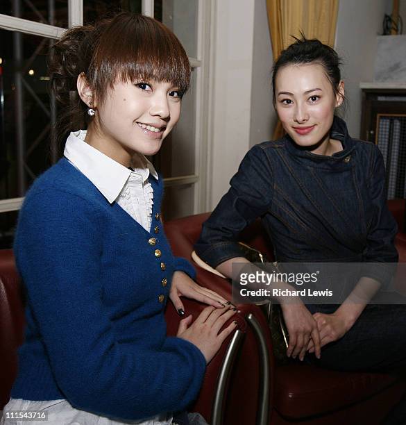 Rainie Yang, left and Isabella Leong at the Hong Kong cocktail party during Berlinale 2007.