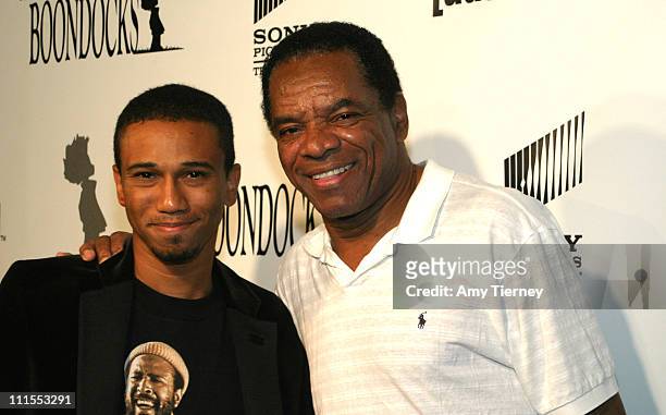 Aaron McGruder and John Witherspoon during "The Boondocks" Los Angeles Series Launch Party at Mood in Los Angeles, California, United States.