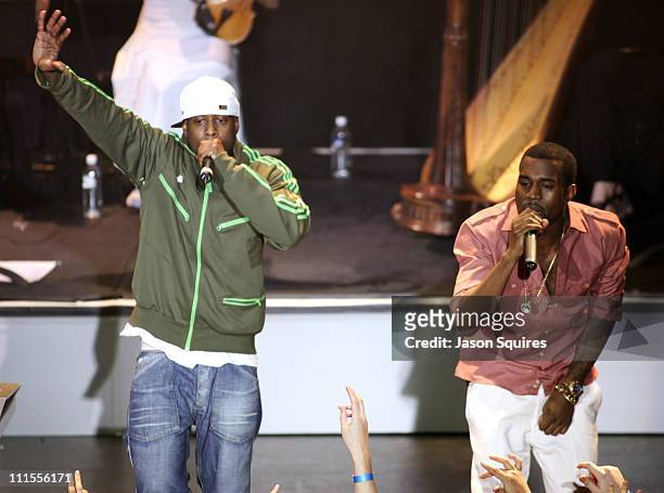 Talib Kweli and Kanye West during Rolling Stone/Verizon Wireless Pre-GRAMMY Concert with Kanye West - Show and Audience at Spider Club in Hollywood,...