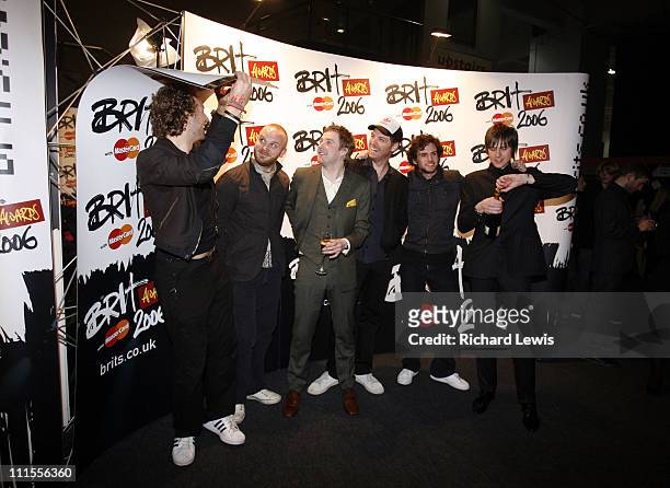 Coldplay, winners of MasterCard Best British Album for "X&Y" and Best British Single for "Speed of Sound" with The Kaiser Chiefs, winners of Best...