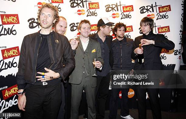 Coldplay, winners of MasterCard Best British Album for "X&Y" and Best British Single for "Speed of Sound" with The Kaiser Chiefs, winners of Best...