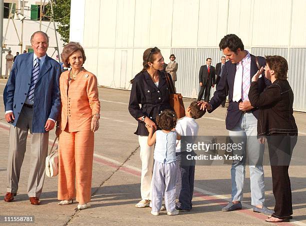 King Juan Carlos, Queen Sofia, Princess Elena and husband Jaime de Marichalar with daughter Victoria Federica and son Felipe Juan Froilan