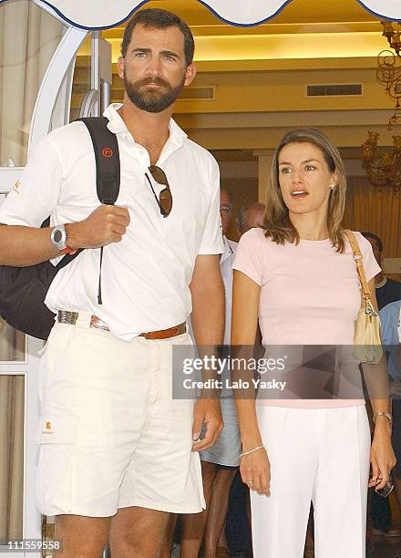 Princess of Asturias Felipe and Letizia at the Real Club Nautico in Mallorca, for the 23rd Copa del Rey Sailing Trophy