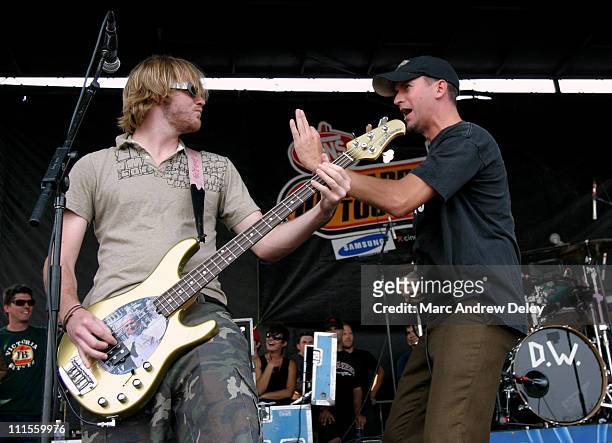 Pete Mosely of Yellowcard joins Dave Quackenbush of the Vandals on stage.