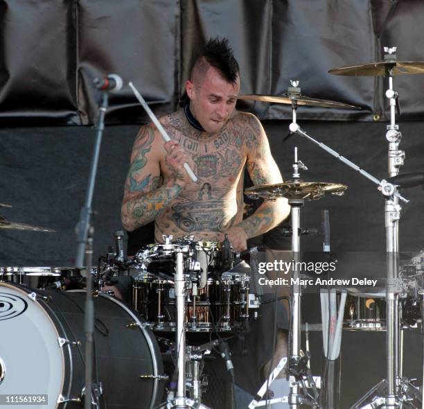 Travis Barker of The Transplants during 2005 Vans Warped Tour - Columbus at Germain Amphitheatre in Columbus, Ohio, United States.