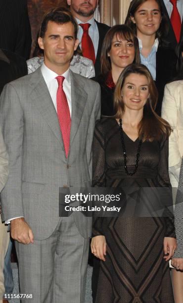 Prince Felipe and Princess Letizia during TRH Prince Felipe and Princess Letizia Attend Official Audiences at the Zarzuela Palace in Madrid at...