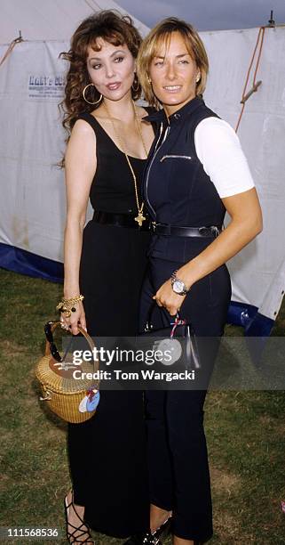 Tara Palmer-Tomkinson and Marie Helvin during Tara Palmer-Tomkinson at Cartier Polo 1996 at Cartier Polo in Windsor, Great Britain.