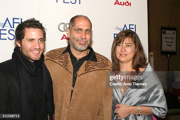 Edgar Ramirez, Guillermo Arriaga and Maru Arriaga during AFI Fest 2005 - Centerpiece Gala Presentation of "The Three Burials of Melquiades Estrada" -...