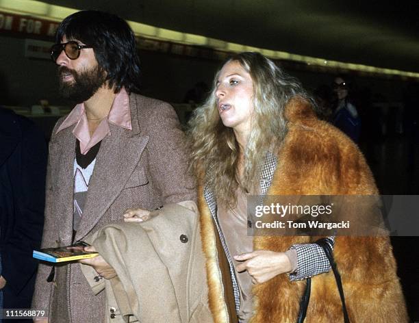 Jon Peters and Barbra Streisand during Barbra Streisand Sighting in New York City - October 1, 1975 at JFK Airport in New York City, United States.