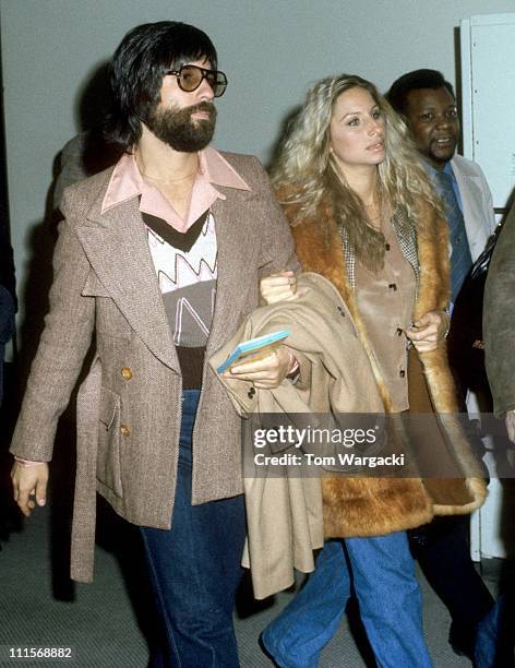Jon Peters and Barbra Streisand during Barbra Streisand Sighting in New York City - October 1, 1975 at JFK Airport in New York City, United States.