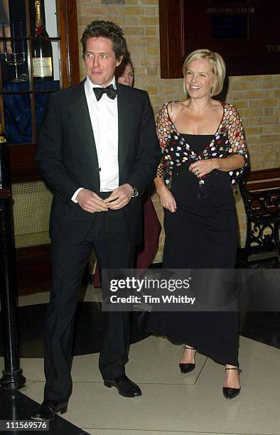 Hugh Grant and Mariella Frostrup during Whitbread Book of the Year Awards 2004 at The Brewery in London, Great Britain.