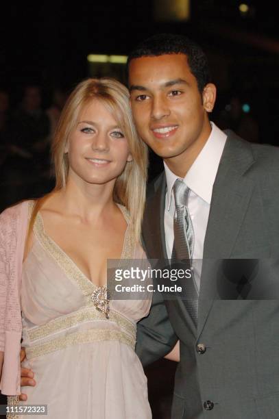 Theo Walcott and Melanie Slade during An Audience with Take That - Arrivals at The London Television Centre in London, Great Britain.
